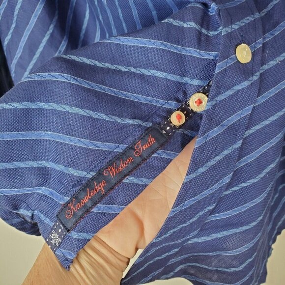 Robert Graham Shirt Mens XL Flip Cuff Blue Check Long Sleeve Button Up Cotton - Picture 12 of 15